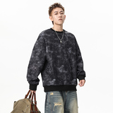 脏脏扎染2025新款圆领卫衣男美式宽松青少年休闲上衣Q5569-特P42，男装卫衣，星座610（原A335）