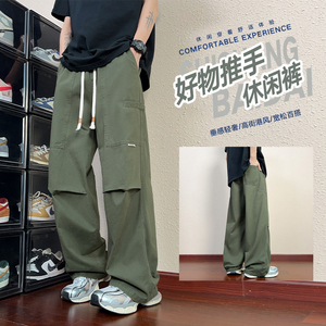 纯棉休闲裤男春夏美式潮牌伐木工装裤宽松直筒伞兵裤K2715-P50图片