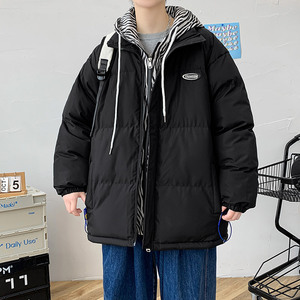 条纹假两件棉衣男士冬季加厚保暖情侣棉服韩版棉袄外套MY277