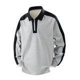 半拉链男秋季新款美式宽松撞色翻领Polo衫男款长袖Q5571-特P42，男装Polo衫，星座610（原A335）