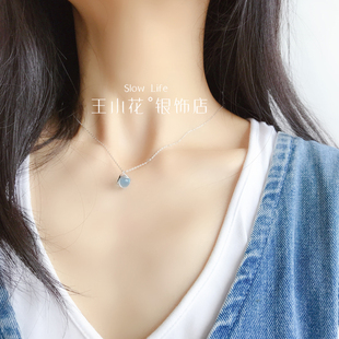 香港正生银饰玉髓项链人鱼泡沫人鱼眼泪项链情人节送女友闺蜜礼物