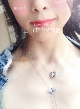 香港正生银饰毛衣链水晶钻石吊坠