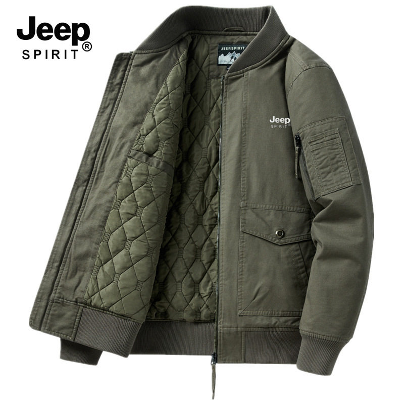 JEEP吉普官方正品牌男装外套立领棉衣工装休闲水洗棉棉服男士新款