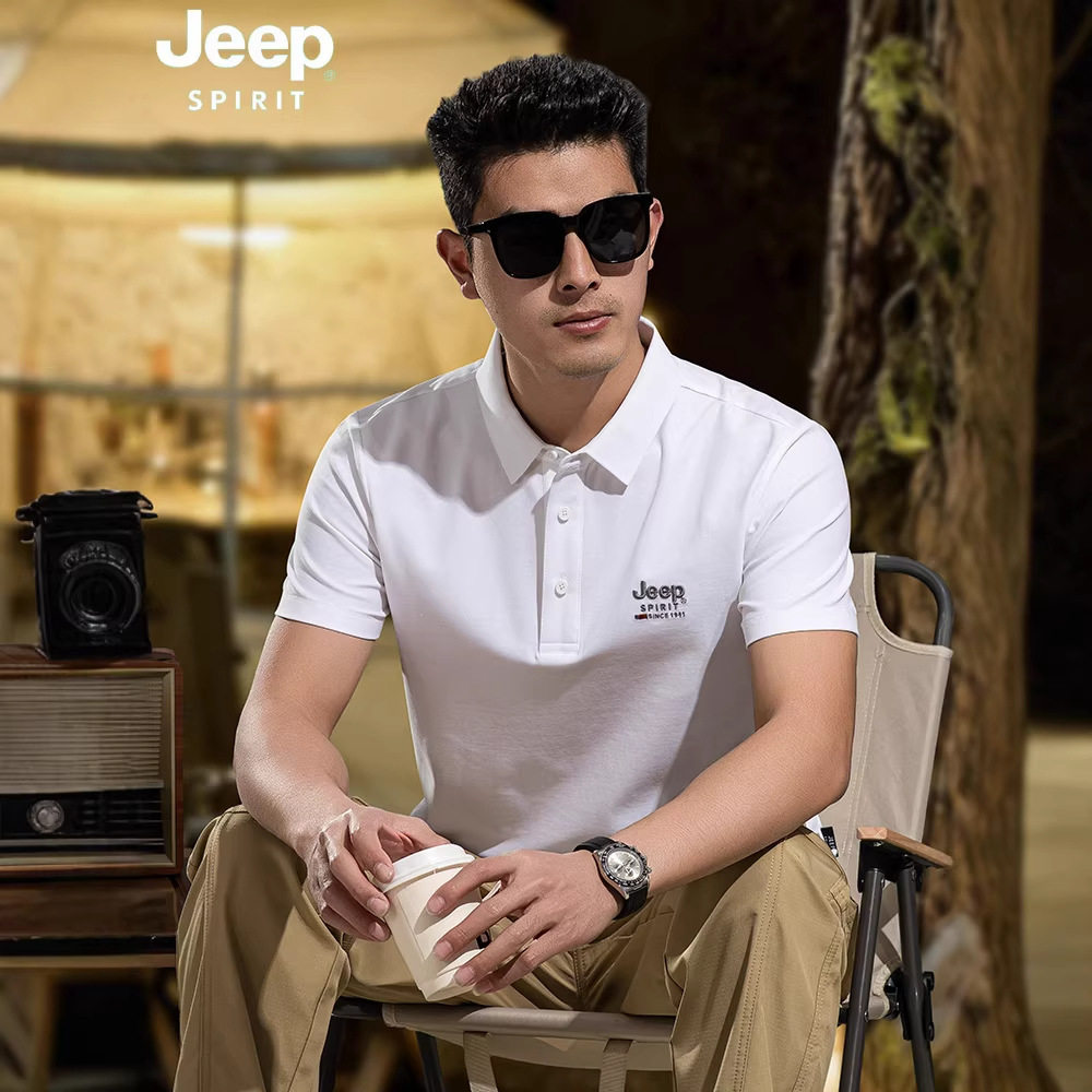 JEEP吉普高端品牌短袖T恤男士2026新款夏薄款大码商务休闲POLO衫