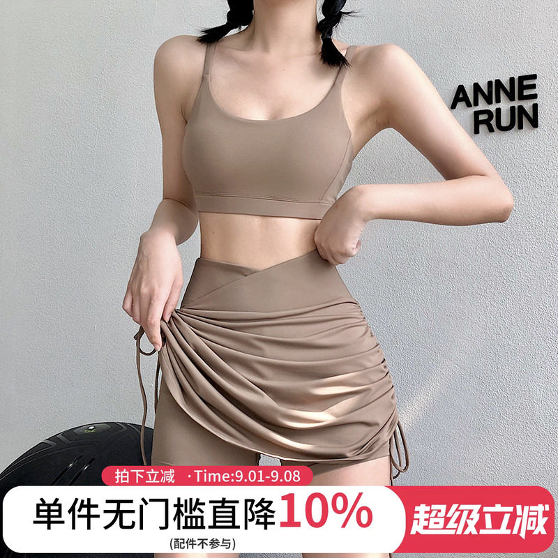 裸感抽绳高腰运动短裙图片