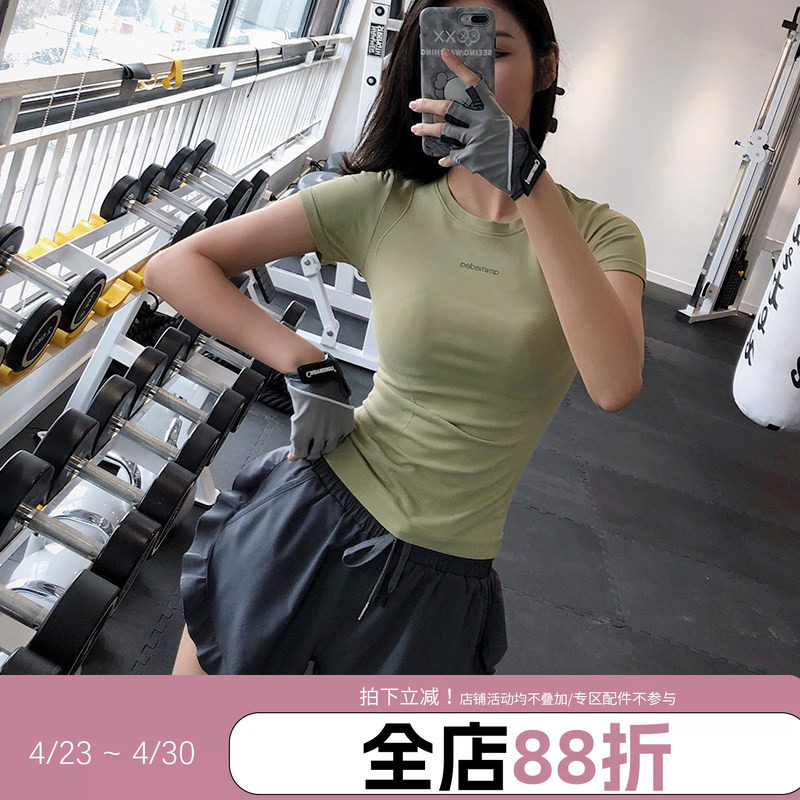 annerun运动上衣女短袖健身服夏季薄款跑步速干T恤性感紧身瑜伽服