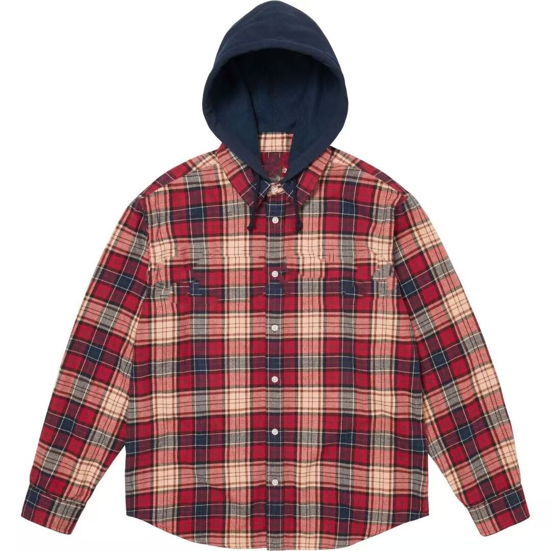 thumbnail for Flannel hooded shirt