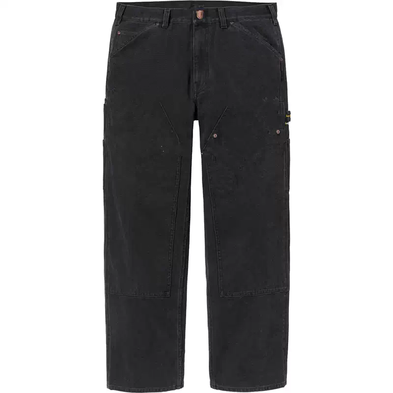 Old English Canvas Double Knee Painter Pant 帆布复古字体 裤子 黑，宝蓝  30 32 34 36 38
