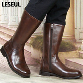 马丁靴男25年真皮长深棕色潮流牛皮阅透气骑士英伦拉链仪仗队靴