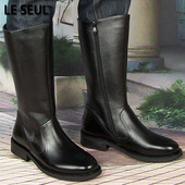 马靴子男高筒真皮牛皮阅仪仗队25年英伦秋冬季 拉链男长骑士皮靴