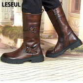 高帮英伦风中帮潮鞋 夏季 棕黑色机车秋冬季 马靴真皮马丁男士 拉链鞋