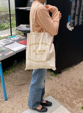 新颜色到  Ofr书店周边paris tote bag布包百搭随意字母购物袋