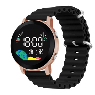 新款 ins风硅胶海洋表带电子手表 LED太空人手表学生电子表时尚