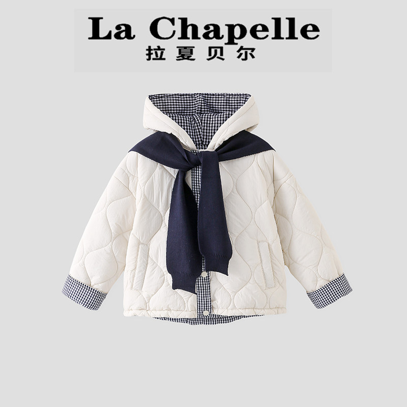 拉夏贝尔女童连帽棉服外套秋冬