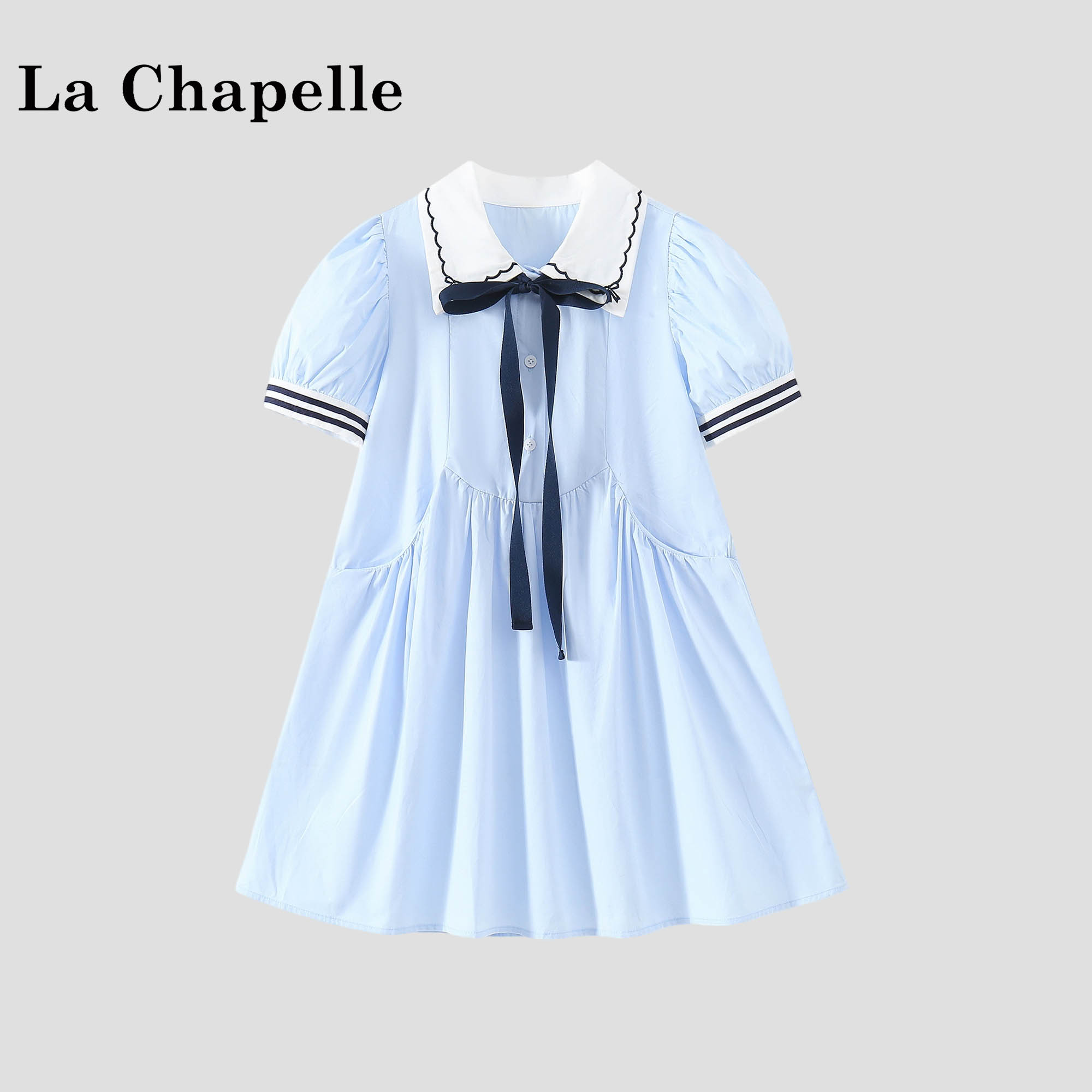 拉夏贝尔女童学院风衬衫连衣裙