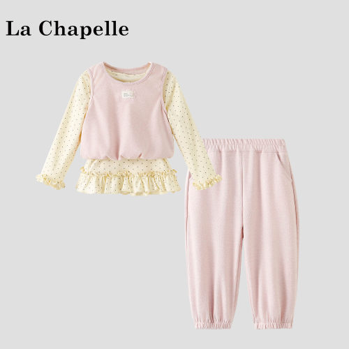 La Chapelle【拉夏贝尔】秋冬季女童韩版波点打底三件套LA3781