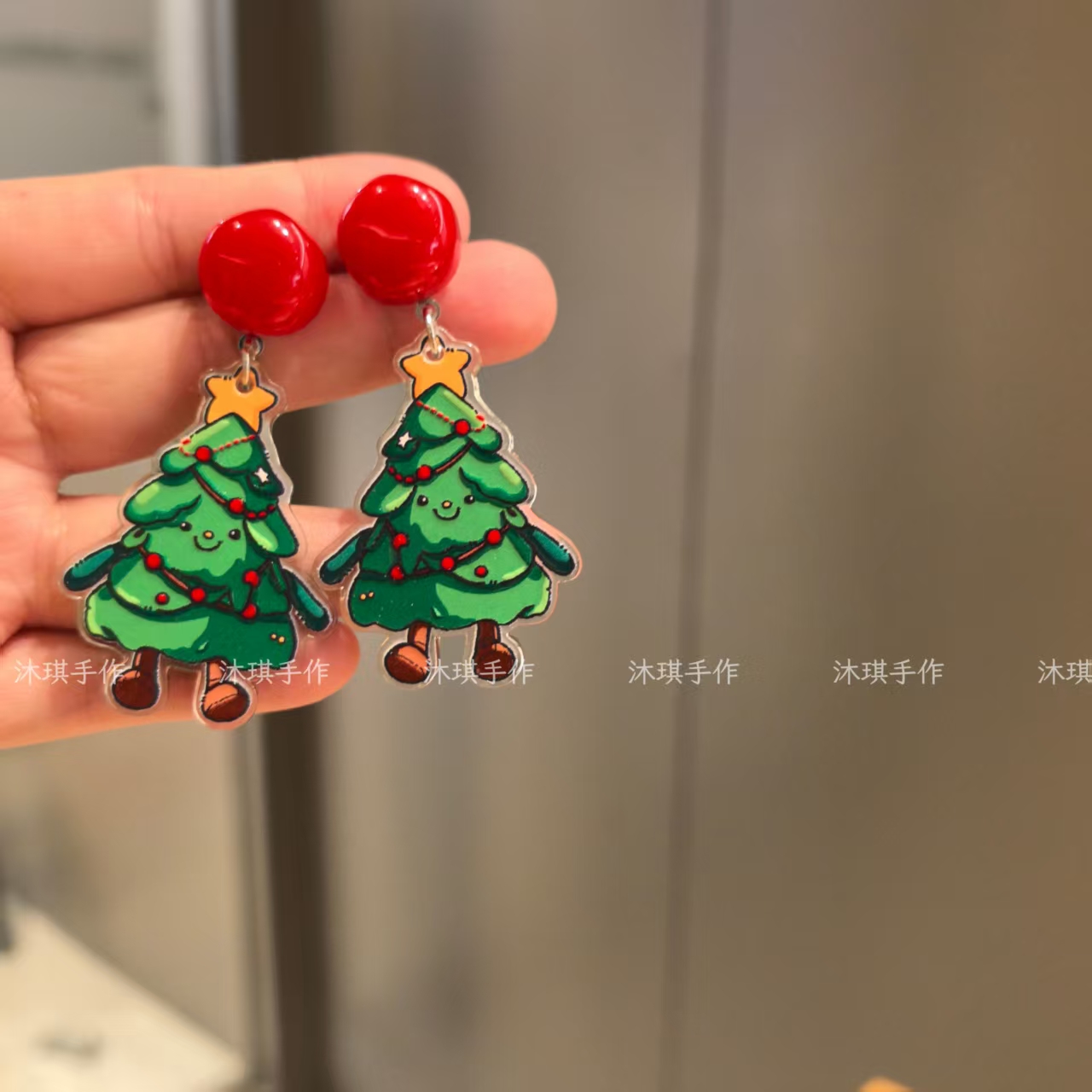 2025圣诞树耳环新款小众设计感