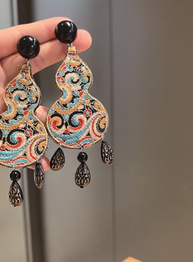沐琪手作新中式双面刺绣葫芦耳夹