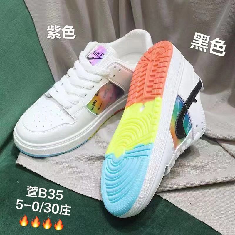 Colorful Gougou small white shoes female students' versatile sports shoes new leather soft flat shoes in spring and summer