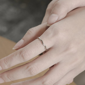 原创设计s925纯银波纹送女友戒指