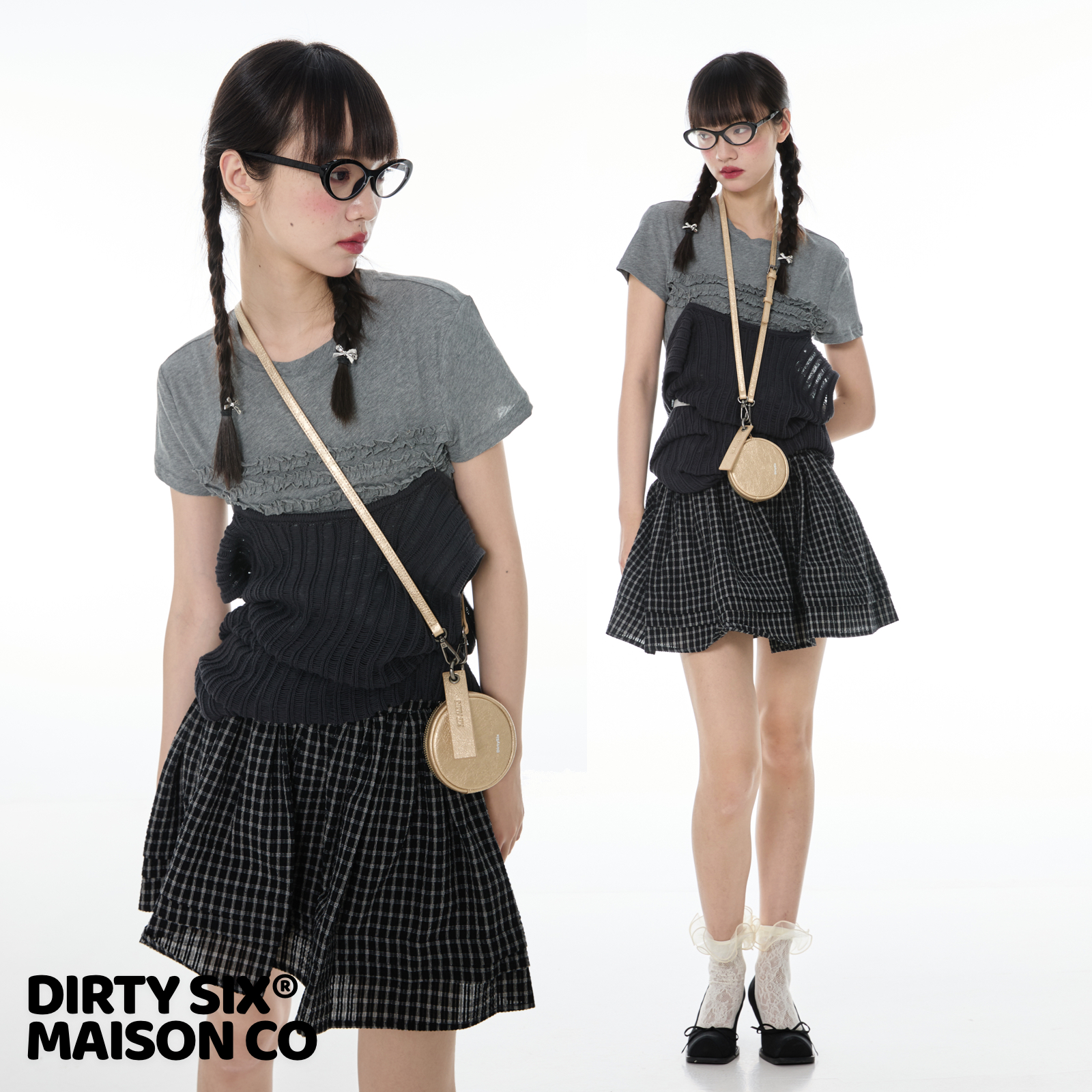 DirtySix原创香槟啵啵牛皮小圆包