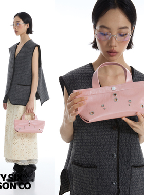 DirtySix 2025SS 原创 Haji 皮尔斯手袋 穿孔小腊肠 铆钉手提包