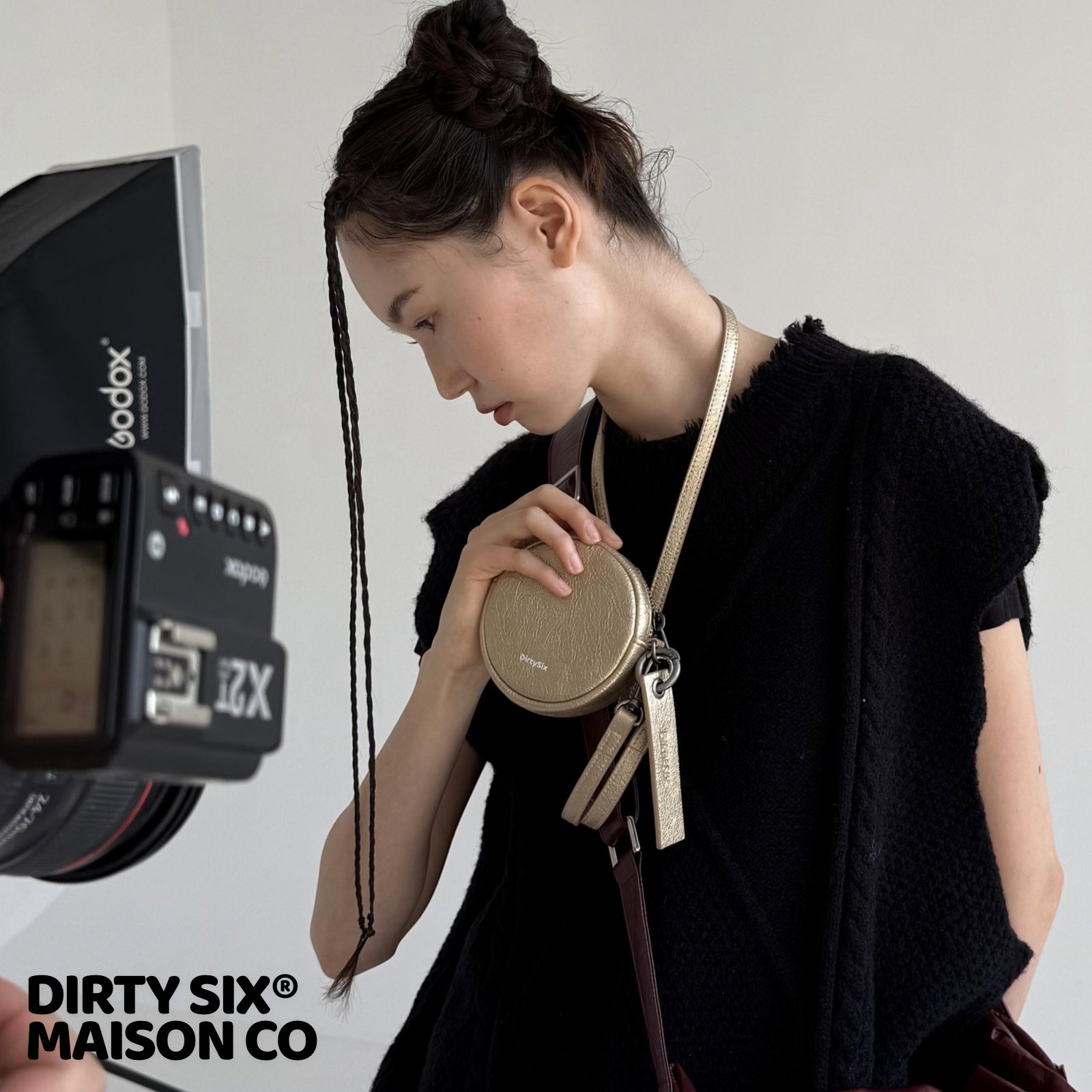 DirtySix原创香槟啵啵牛皮小圆包