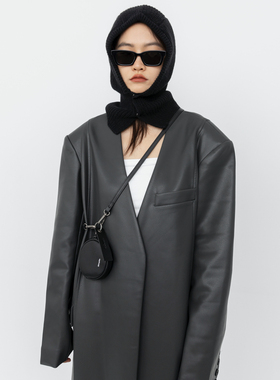 DirtySix /原创  黑茶啵啵 牛皮小圆包 迷你零钱钥匙包