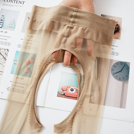 全透开裆免穿脱丝袜性感连裤袜女夏季薄款无裆防勾丝连裤袜黑丝袜