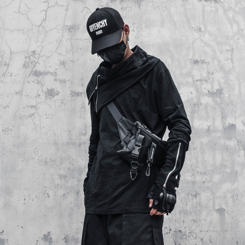 小众暗黑山本风不规则长袖t恤