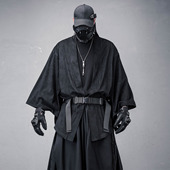 暗黑系鹿皮绒中长款 道袍开衫 男春秋山本耀司日系宽松夹克武士外套