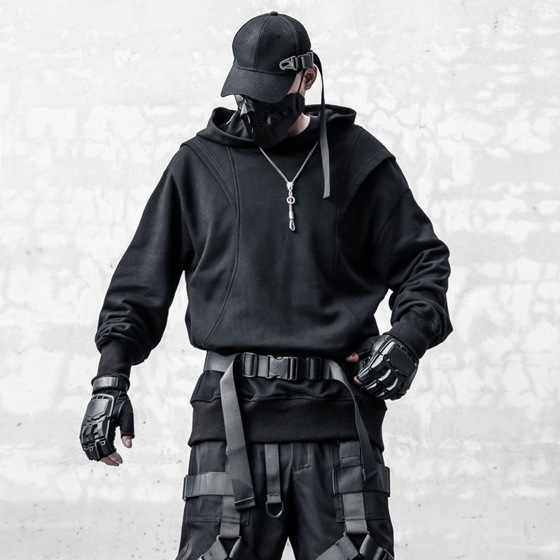 暗黑系cleanfit风连帽卫衣