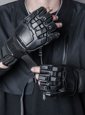 黑武士重工业机械潮机能半指手套