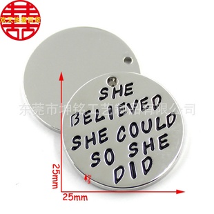 could 欧美热销 believed she 可刻字 英文刻字字母吊坠项链