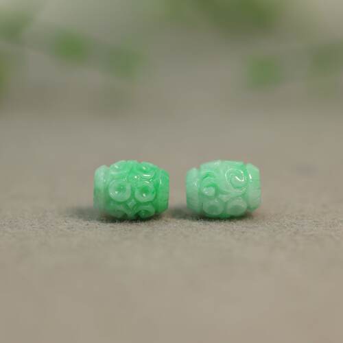 缅甸天然A货翡翠雕花桶珠
