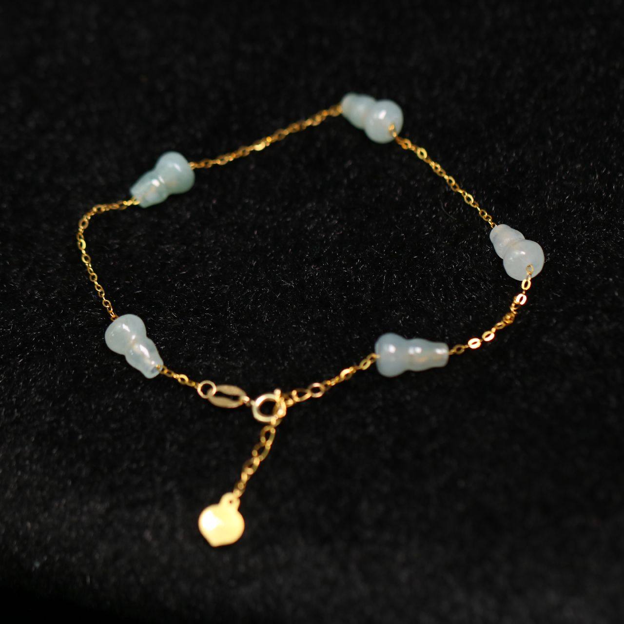 特价一串18k金镶嵌冰种天然a货翡翠葫芦手串手链