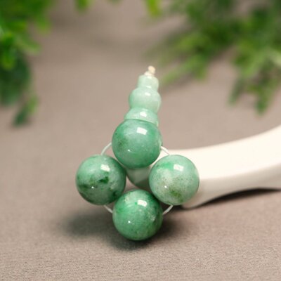 糯底天然A货翡翠珠子三通佛头