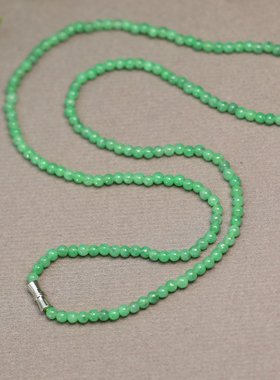 #H622冰种满绿天然A货翡翠小米珠小圆珠子项链多圈手链