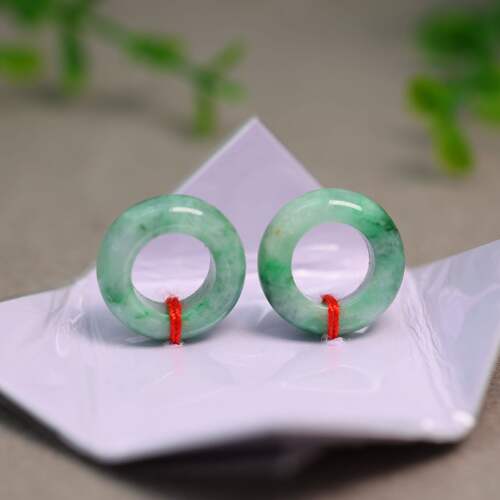 缅甸天然A货翡翠圆圈小环
