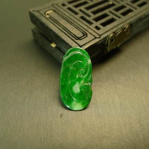 天然A货翡翠如意吊坠花片裸石