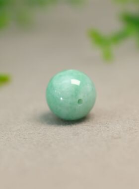 #J779糯种阳绿缅甸天然A货翡翠素面珠子 16.5MM圆珠佛珠顶珠念珠