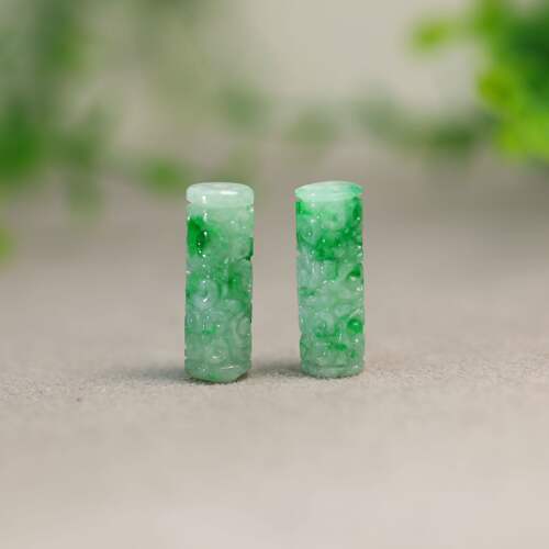 翡翠雕花路路通圆形管珠桶珠