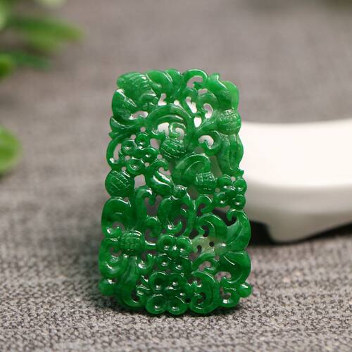 翡翠复古缕空雕花吊坠花片