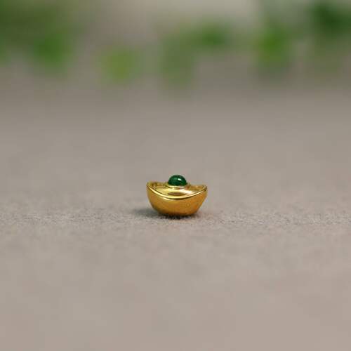 18K金冰种满绿天然A货翡翠元宝