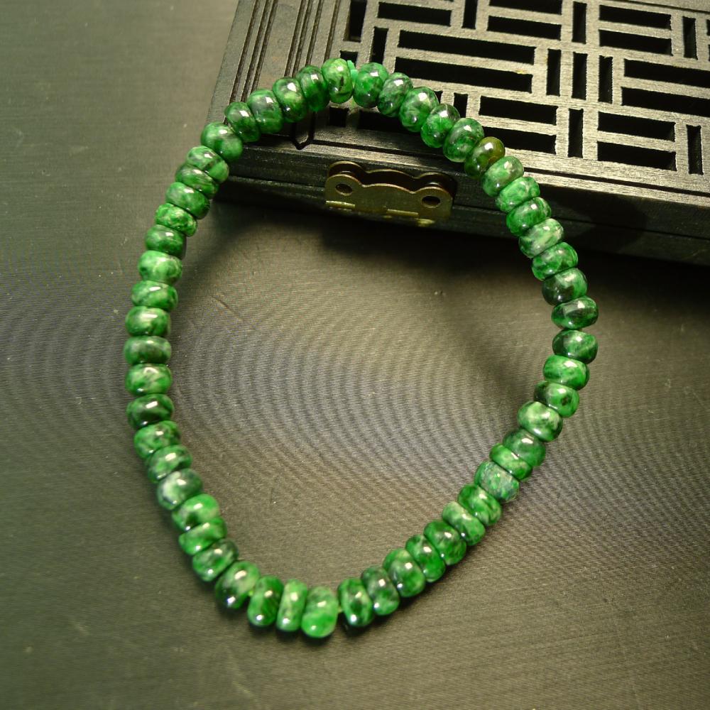 天然A货翡翠算盘珠子手串