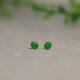L141 18K金镶嵌老坑冰种满绿天然A货翡翠蛋面耳钉