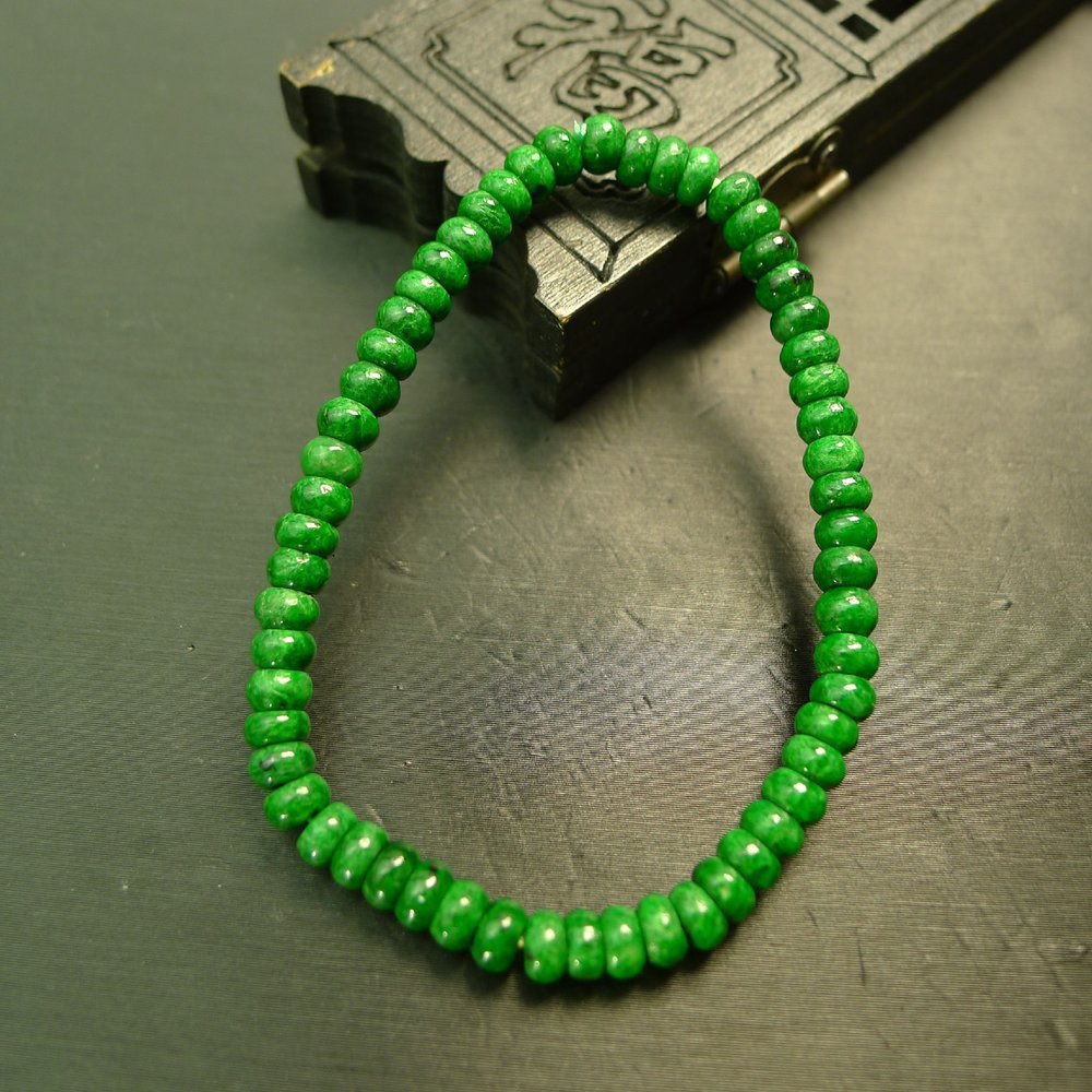 天然A货翡翠算盘珠子隔珠手串