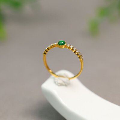 翡翠蛋面戒指时尚小清晰女戒