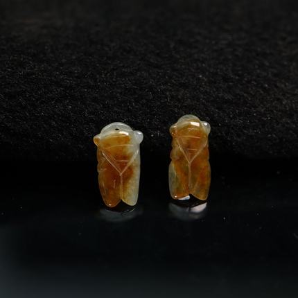 #F772冰种天然A货黄翡玉蝉知了小吊坠坠角