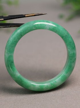 #H402 糯种满绿天然A货翡翠手镯 52MM圈口正圈手镯